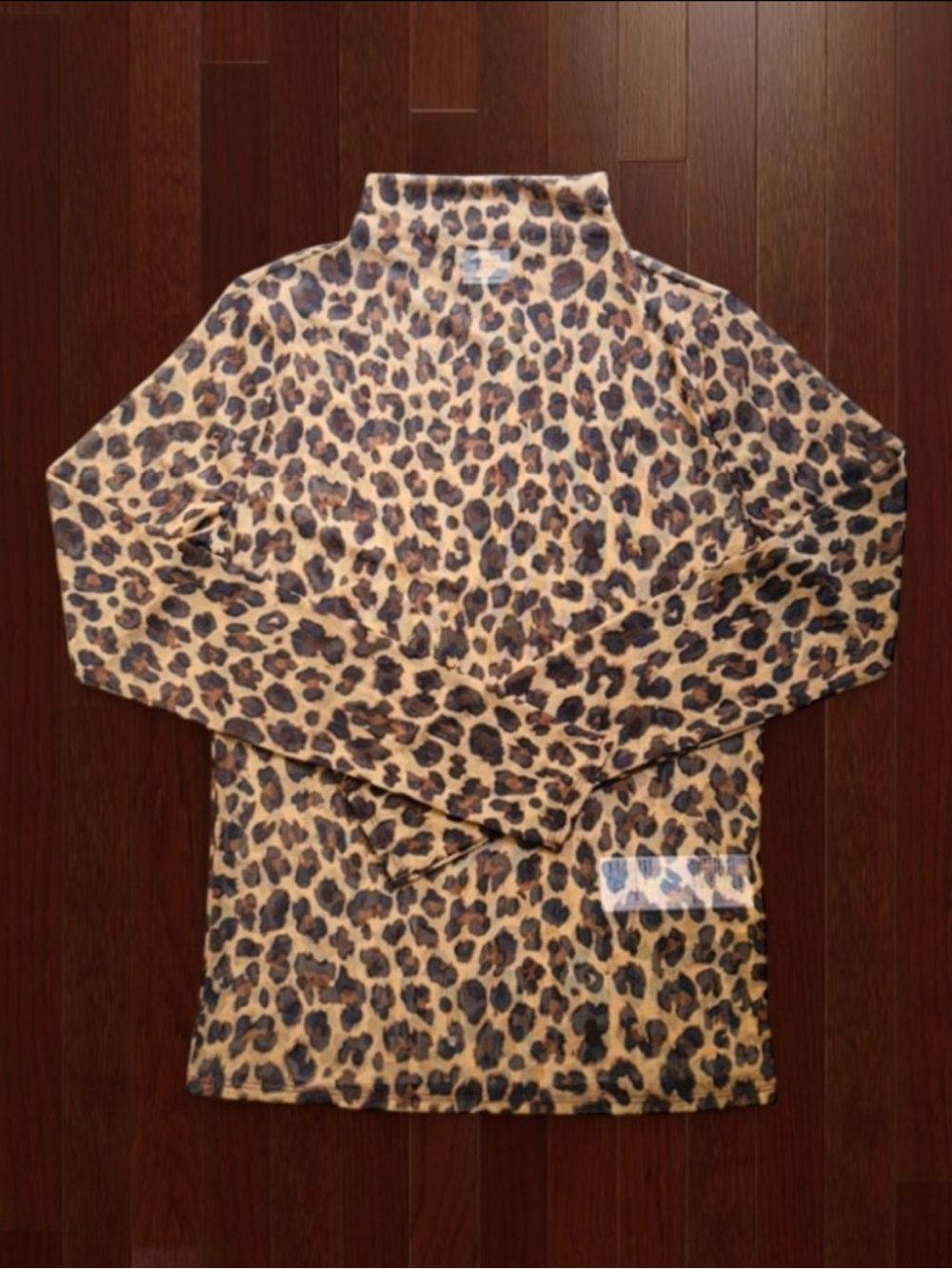 🆕🐆 Abercrombie Leopard Mesh Mockneck Long Sleeve Shirt XS NWT